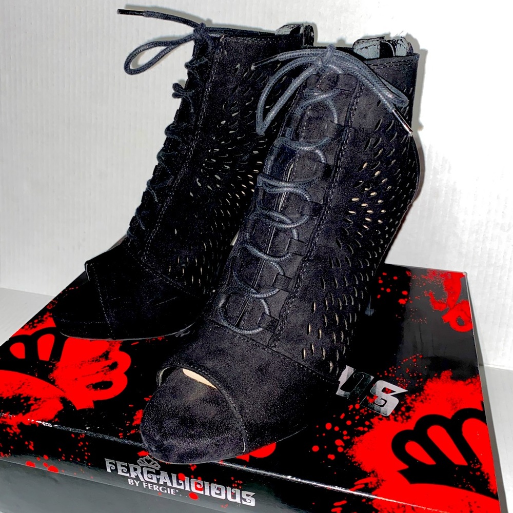 Suede Lace up Open Toe Heel